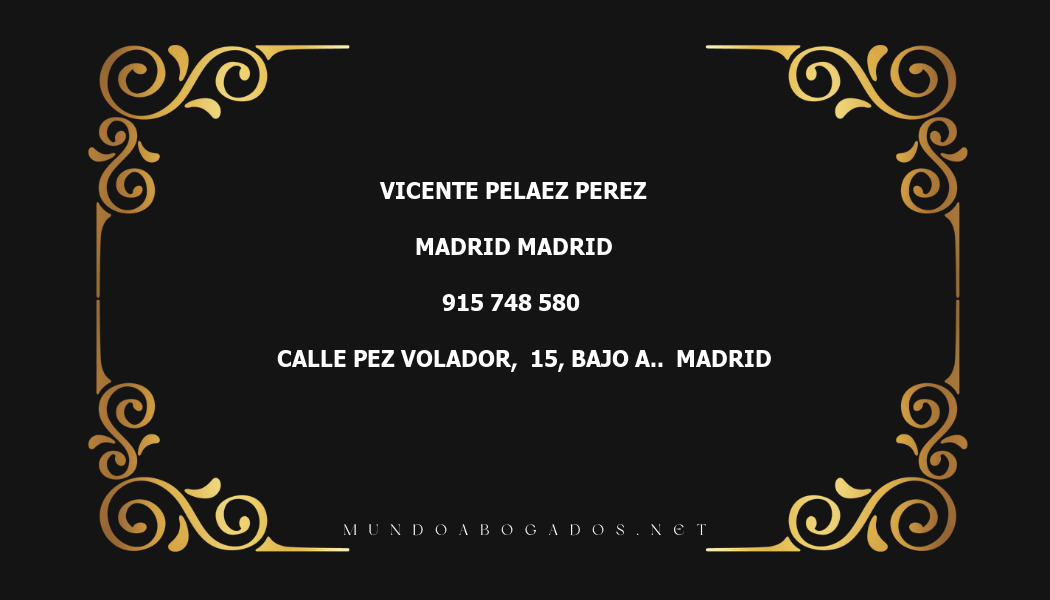 abogado Vicente Pelaez Perez en la localidad de Madrid