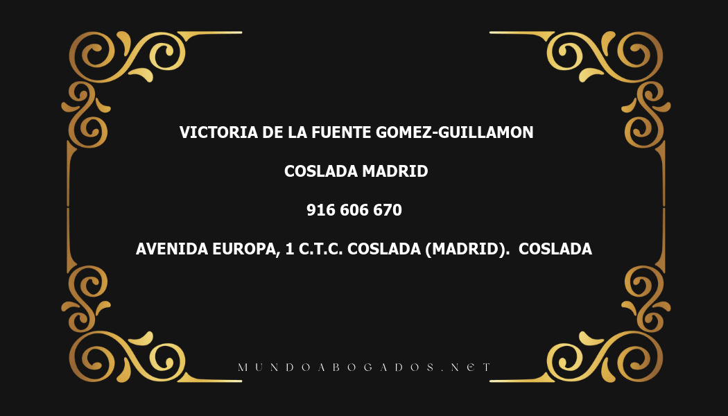 abogado Victoria De La Fuente Gomez-Guillamon en la localidad de Coslada