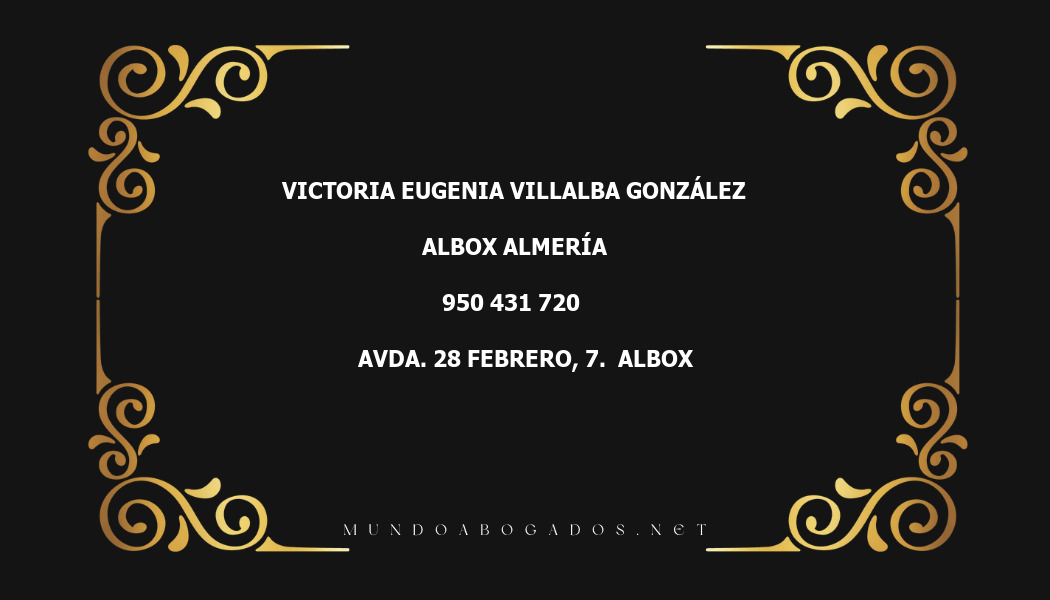 abogado Victoria Eugenia Villalba González en la localidad de Albox