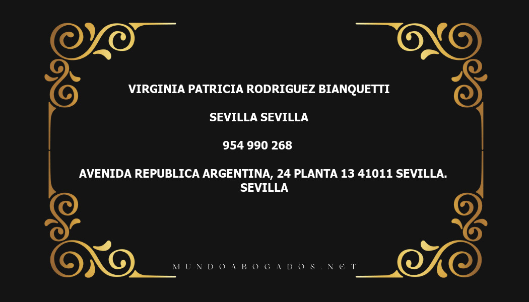 abogado Virginia Patricia Rodriguez Bianquetti en la localidad de Sevilla