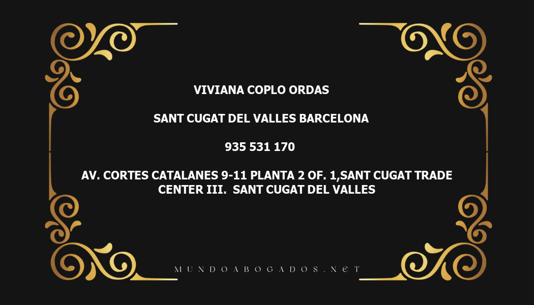 abogado Viviana Coplo Ordas en la localidad de Sant Cugat del Valles