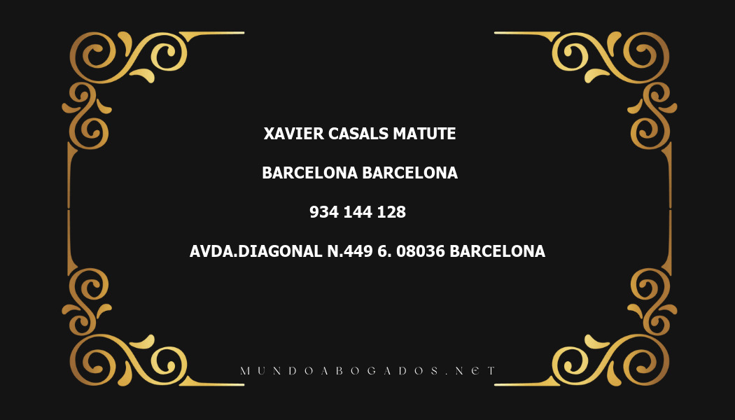 abogado Xavier Casals Matute en la localidad de Barcelona