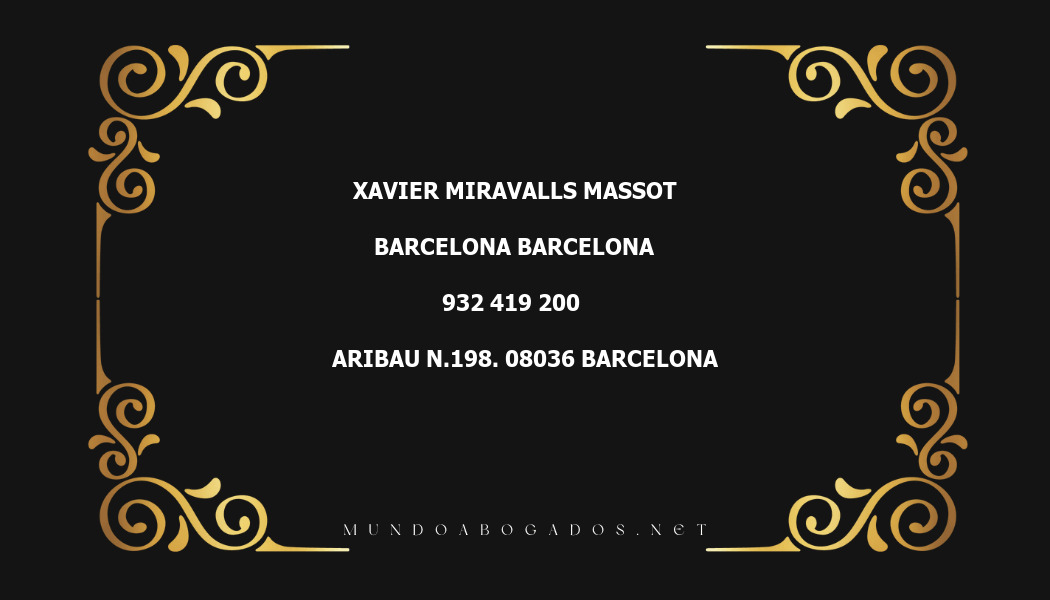 abogado Xavier Miravalls Massot en la localidad de Barcelona