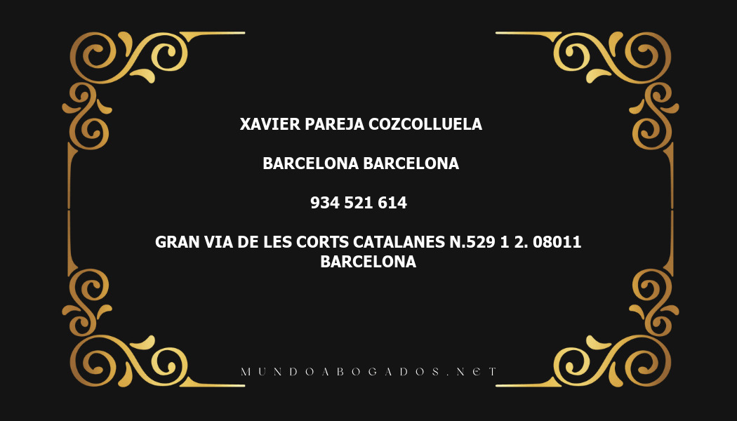 abogado Xavier Pareja Cozcolluela en la localidad de Barcelona