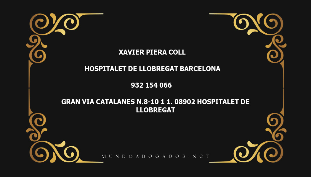 abogado Xavier Piera Coll en la localidad de Hospitalet de Llobregat