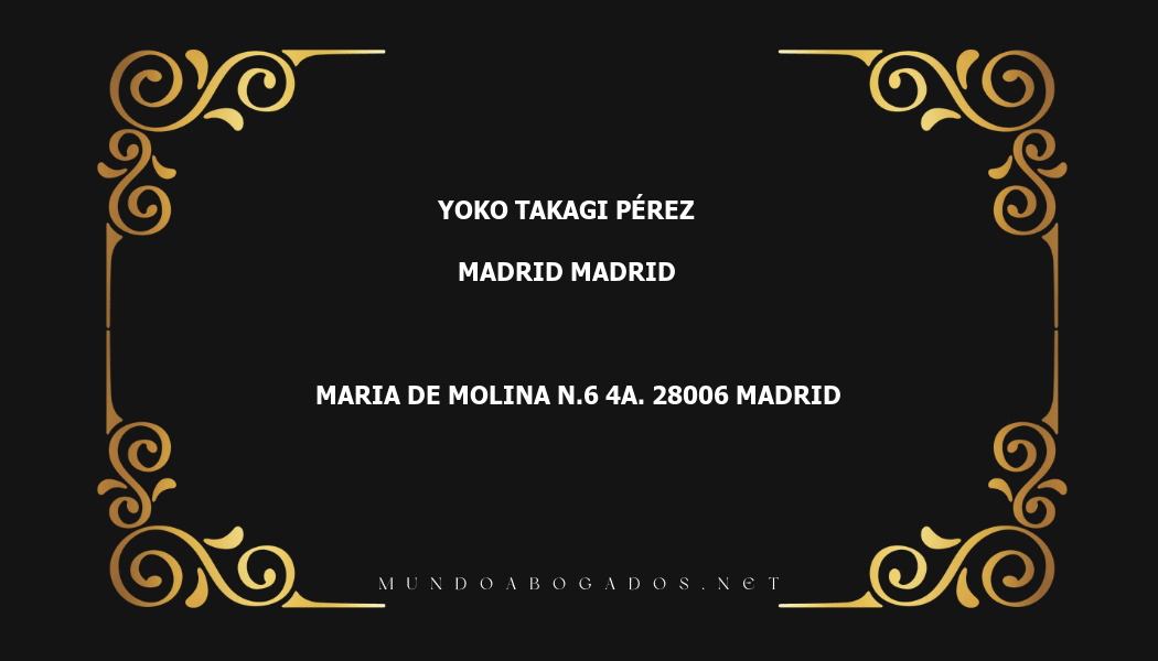 abogado Yoko Takagi Pérez en la localidad de Madrid